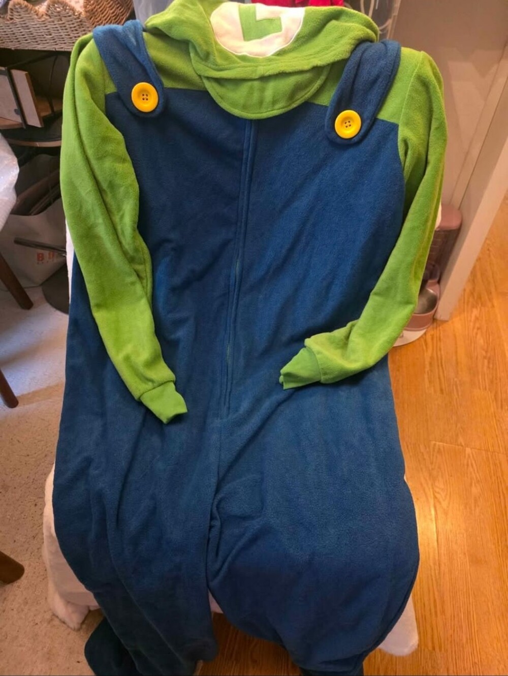 Super Mario Luigi Adult XL Fleece Onesie Costume Nintendo